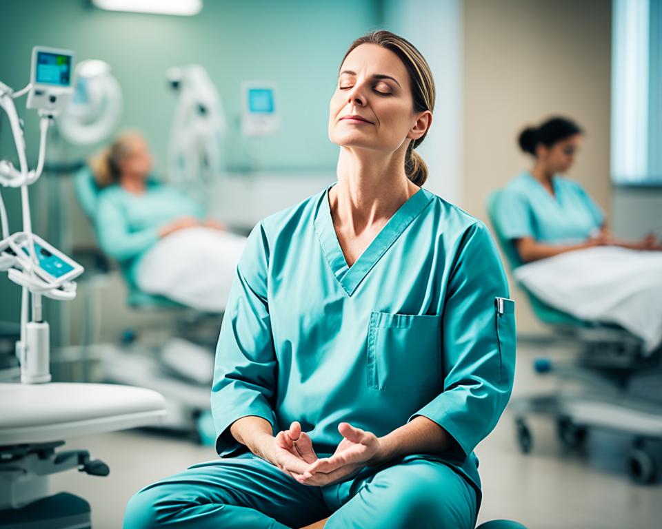 healthcare worker meditating